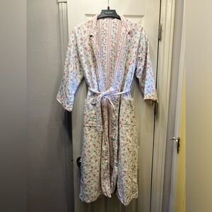 Vintage Lanz of Salzburg Floral Coquette Flannel bathrobe reversible